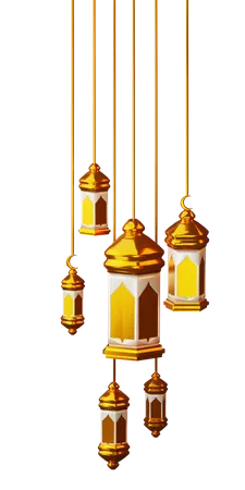 Icono De Ramadan De Linterna Dorada 3 D 3D Illustration