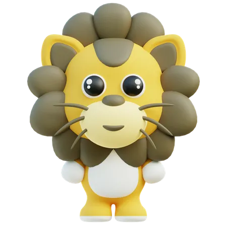 Friendly 3 D Lion Character With A Mane And Playful Stance 3D Icon