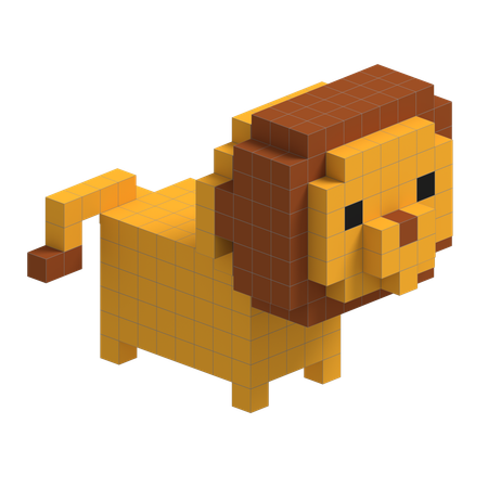 Lion Cute Voxel Art  3D Icon