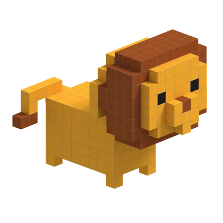 Lion Cute Voxel Art  3D Icon
