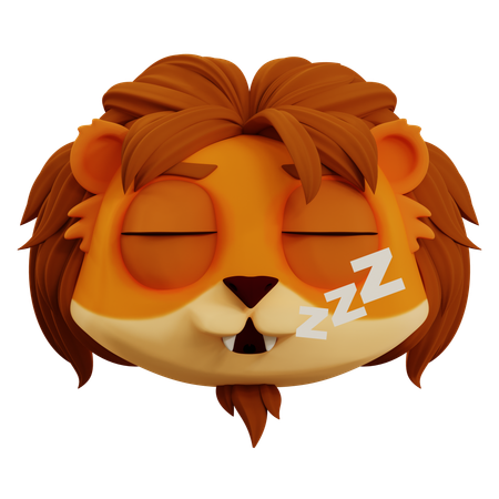 Emoji de sommeil profond de lion mignon  3D Icon