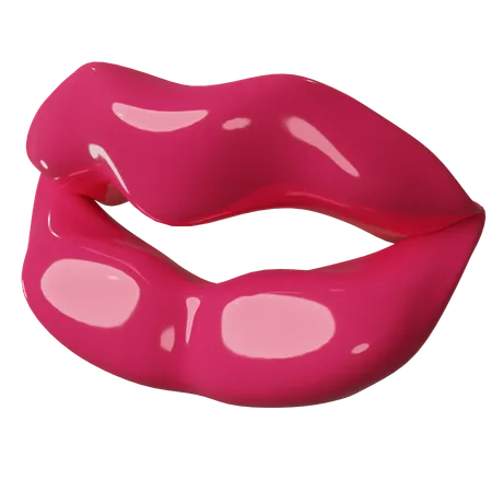 Womans Beautiful Lips Wearing Bright Pinkglossy Lipstick Or Lip Gloss Isolated 3 D Render On Transparent Background 3D Icon