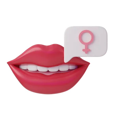 Red Lips Speaking Call Out Icon International Womens Day 3 D Illustration Feminism Independence Freedom Empowerment Activism For Women Rights 3D Icon