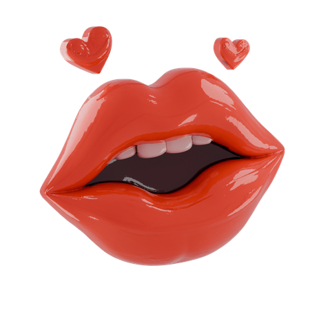 Lips With Hearts  3D Icon