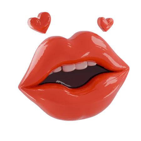 Lips With Hearts  3D Icon