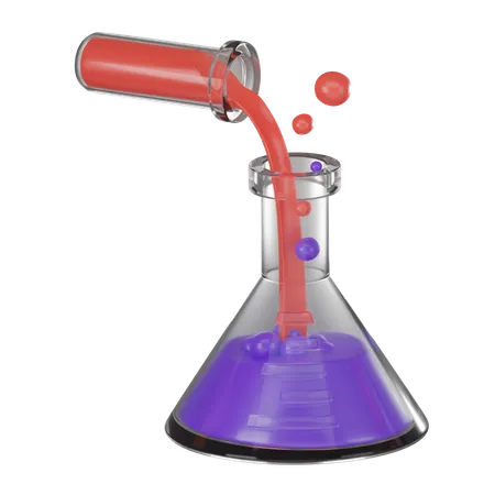 魅惑的な液体混合物で化学が作用します。科学における研究、発見、革新の本質を伝えるのに最適です。 3 D レンダリング イラスト 3D Icon