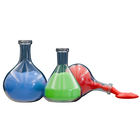 Líquidos químicos em frascos de laboratório  3D Icon