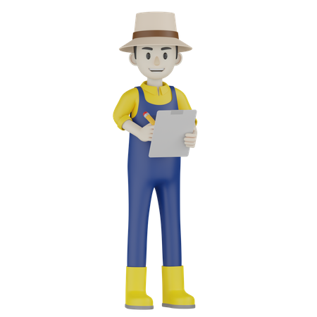 Lista de escrita do agricultor  3D Illustration