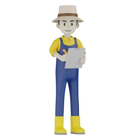 Lista de escrita do agricultor  3D Illustration