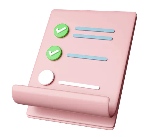 Papel De Lista De Verificacao De Prancheta Rosa Com Cheque Isolado Plano De Projeto Conceito De Estrategia De Negocios 3D Icon