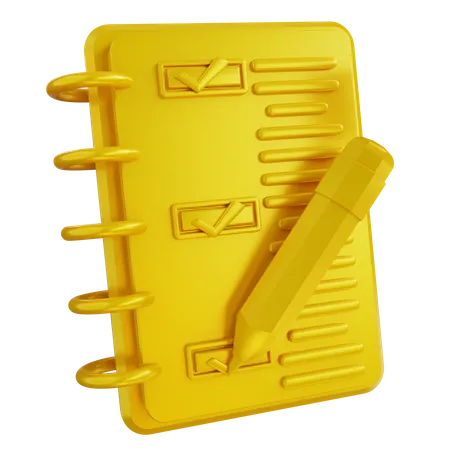 Ilustracao 3 D Dourada Escrevendo Lista De Tarefas 3D Icon
