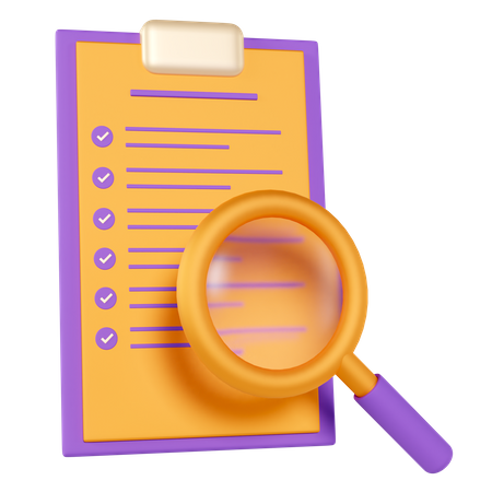 Lista de verificação de pesquisa  3D Icon