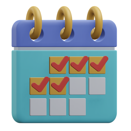 Lista de verificação do calendário  3D Icon