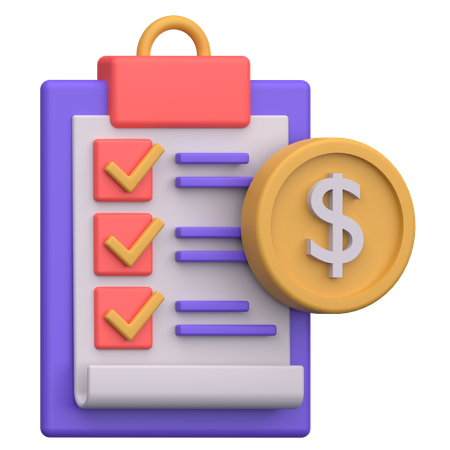 Lista de verificação do relatório de pagamento  3D Icon