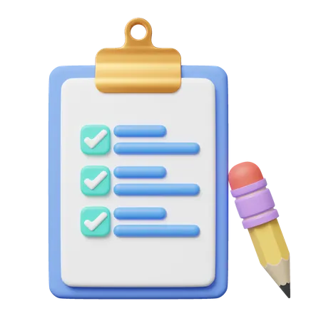 Lista de verificação e lápis  3D Icon