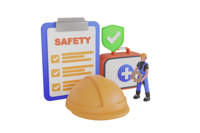 Lista de verificación de seguridad antes del trabajo.  3D Icon