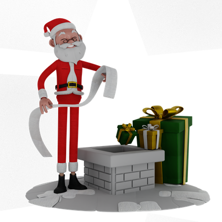 Liste de cadeaux pour l'observation du Père Noël  3D Illustration