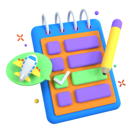 Liste de contrôle de voyage  3D Icon