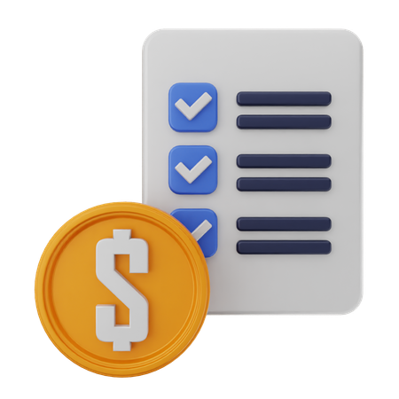 Liste de contrôle du dollar  3D Icon