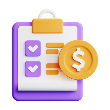 Liste de contrôle du rapport de paiement  3D Icon