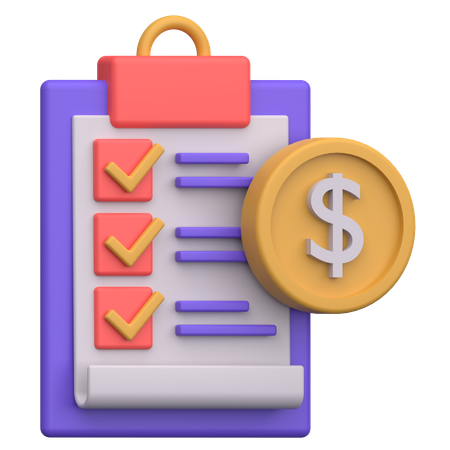 Liste de contrôle du rapport de paiement  3D Icon