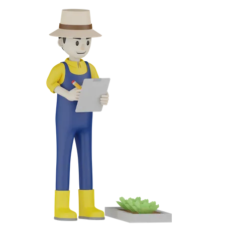 Agriculteur faisant la liste  3D Illustration