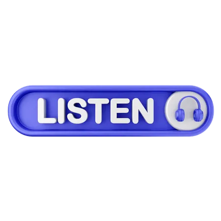 Listen Text Button  3D Icon