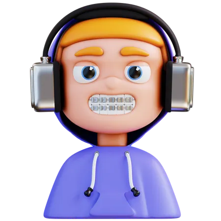 3 D Illustration Boy Listening To Music 3D Icon