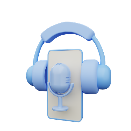 Listening podcast on smartphone  3D Illustration