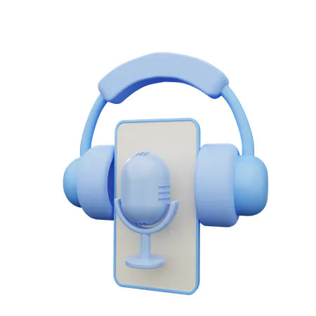 Listening podcast on smartphone  3D Illustration