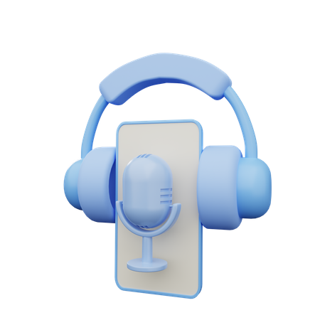 Listening podcast on smartphone 3D Illustration