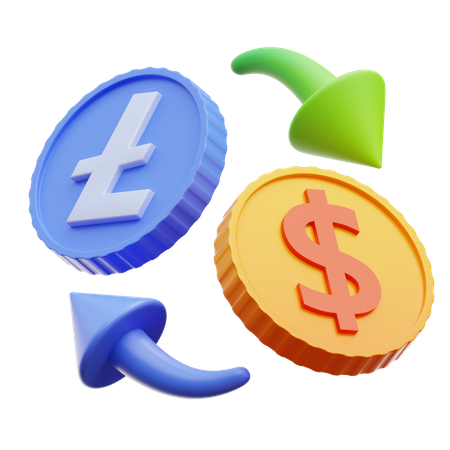 Lite-Coin-Austausch  3D Illustration