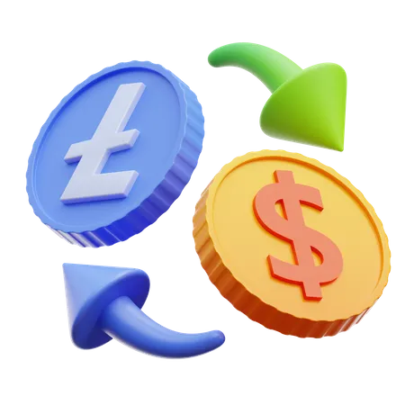 Lite-Coin-Austausch  3D Illustration