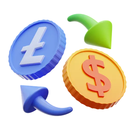 Lite Coin Exchange  3D Illustration