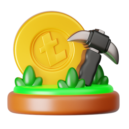 Lite Coin Mining  3D Icon