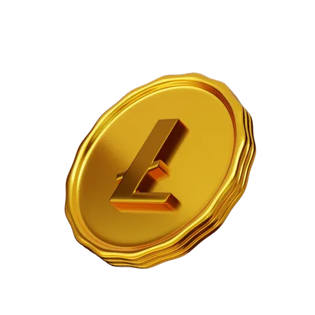 3 D Rendering Golden Crypto Coin Litecoin 3D Illustration