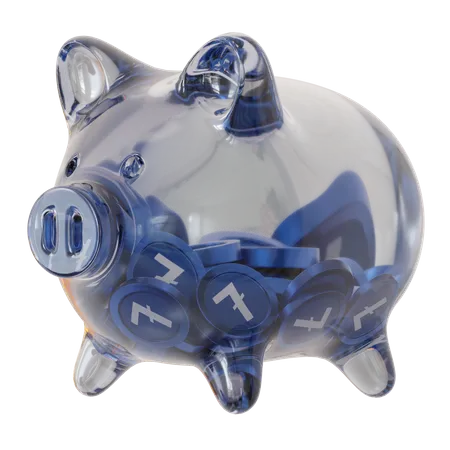 Litecoin (LTC) Sparschwein aus klarem Glas  3D Icon