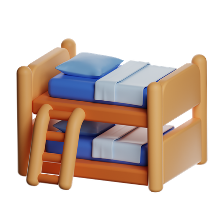Litera de madera con escalera  3D Icon