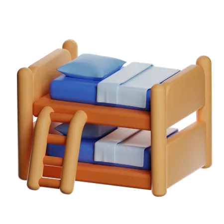 Litera de madera con escalera  3D Icon