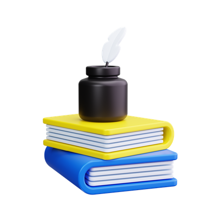 Literature,old,inkwell,book,history,library,ink  3D Icon