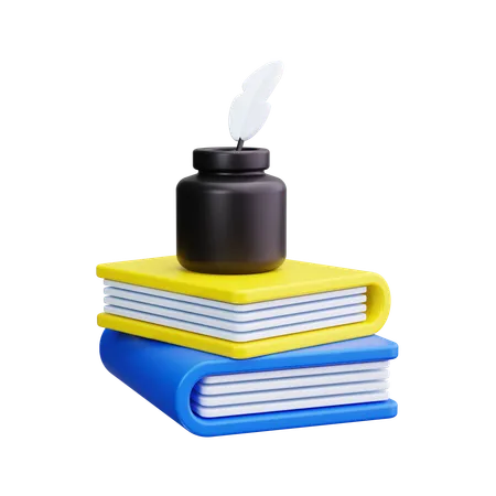 Literature,old,inkwell,book,history,library,ink  3D Icon