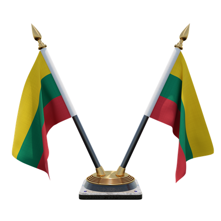 Lithuania Double Desk Flag Stand  3D Illustration