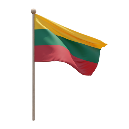 Lithuania Flag Pole  3D Flag