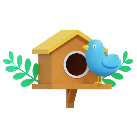 Little Bird House Spring Icon Illustration 3D Icon