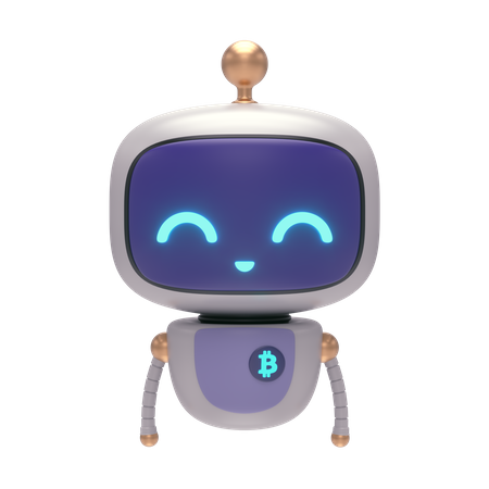 Little Bot with Bitcoin  3D Illustration