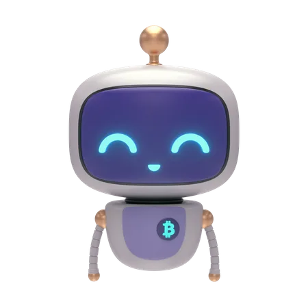 Little Bot with Bitcoin  3D Illustration