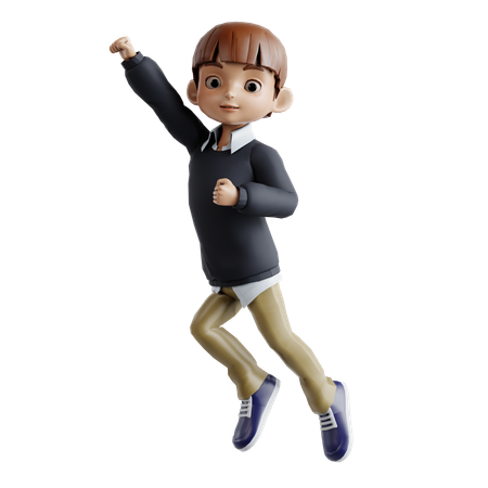 Little Boy Celebrating Success  3D Illustration