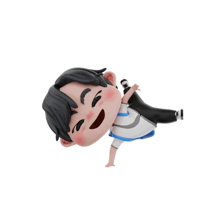 Little boy dancing  3D Illustration