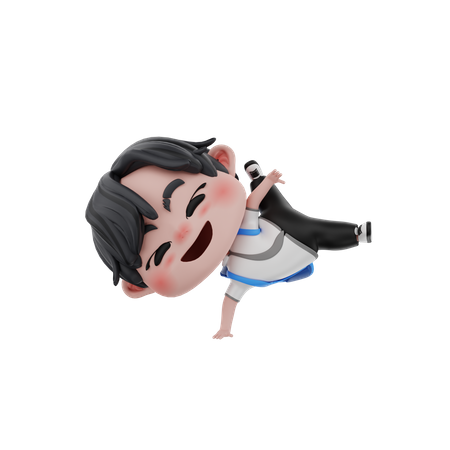 Little boy dancing  3D Illustration