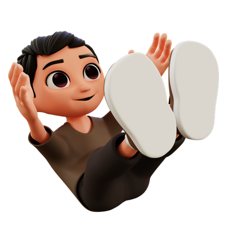 Little Boy Falling Down  3D Illustration